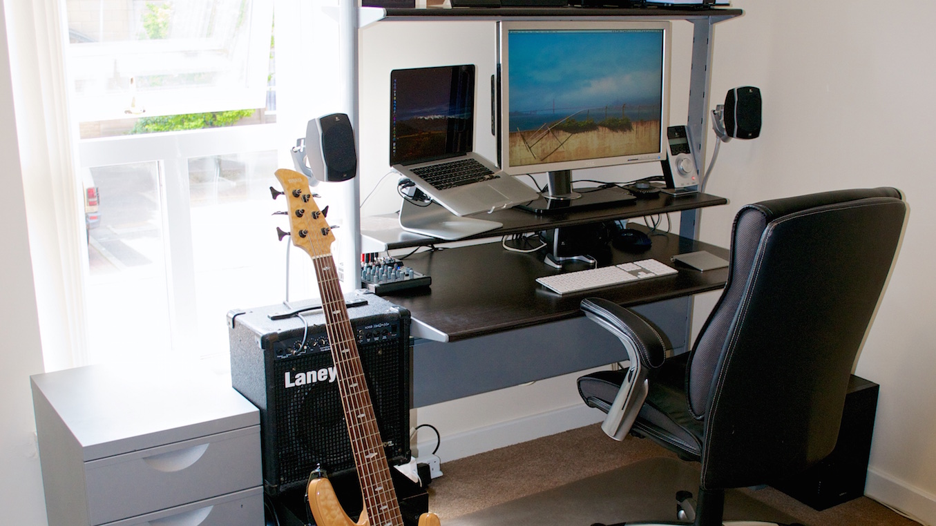 Home office with guitar