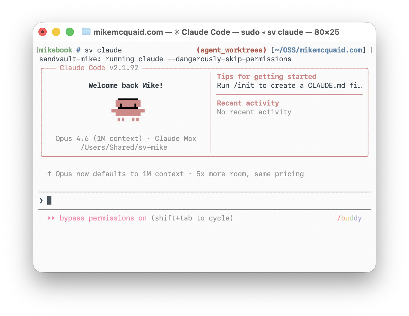 Claude Code under Sandvault