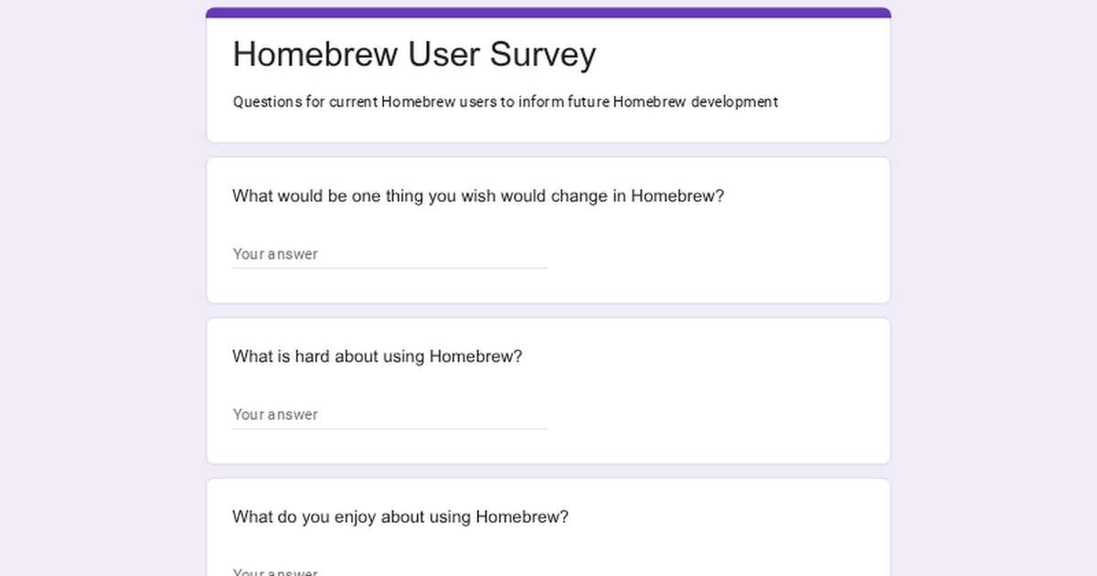 Homebrew User Survey